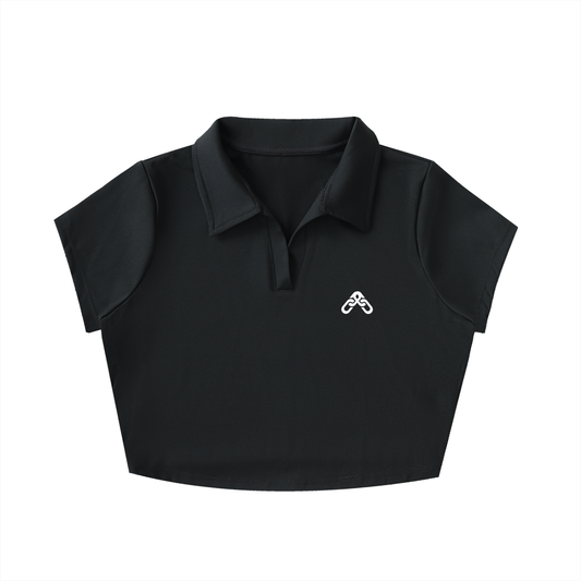 V-Neck Lapel Crop Top